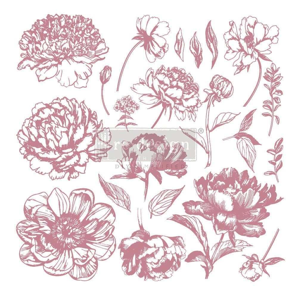 Re-Design Clearly Aligned Decor Stamps - Linear Floral