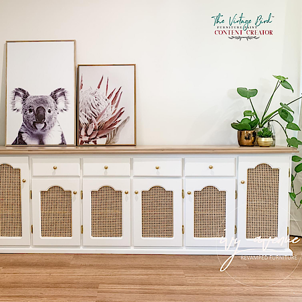 Chalk-White-Vintage-Bird-Furniture-Paint-buffet-make-over-by-Ivy-Avenue-Revamped-Furniture